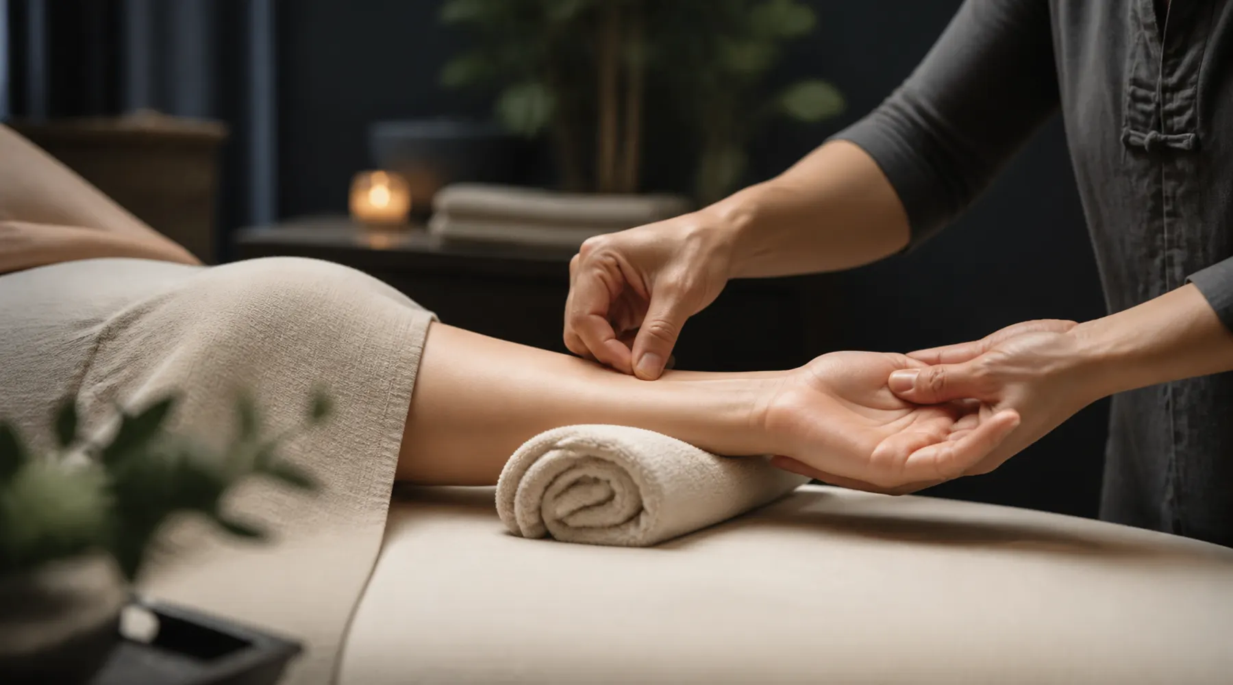 Acupressure therapy setting at Spa Chevy Chase in Chevy Chase, Maryland