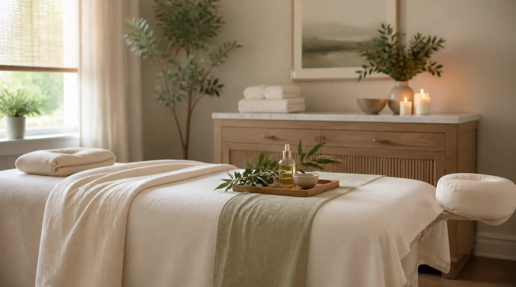 Calm postpartum wellness treatment room in Chevy Chase, Maryland