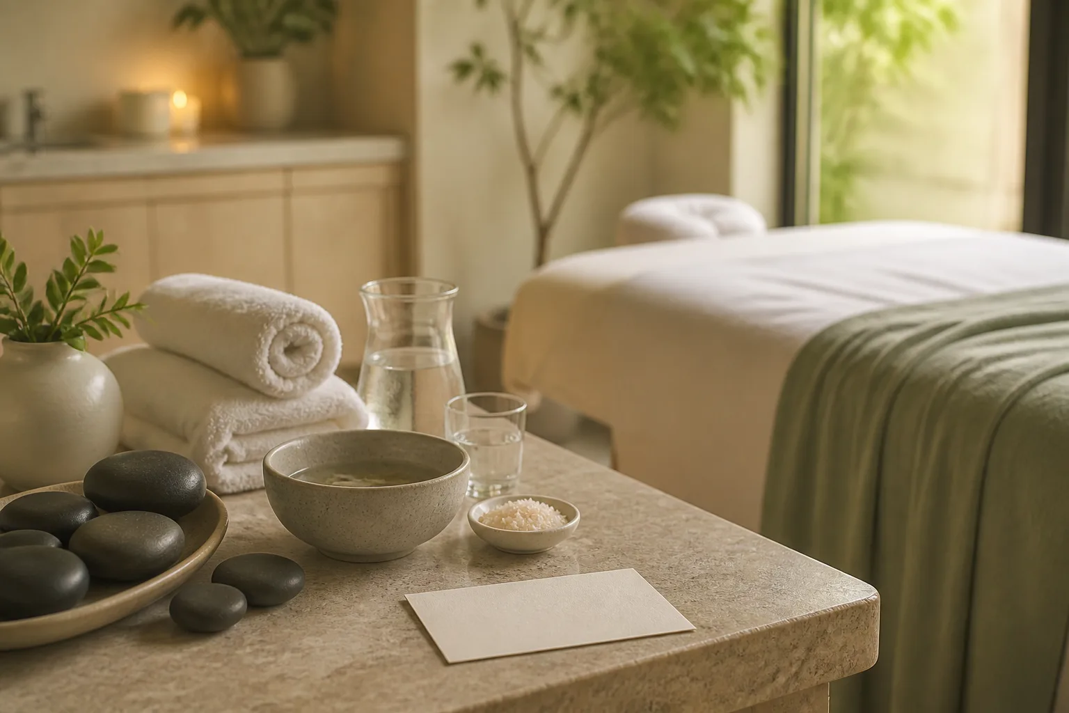 Hot Stone Foot Package service setting at Spa Chevy Chase