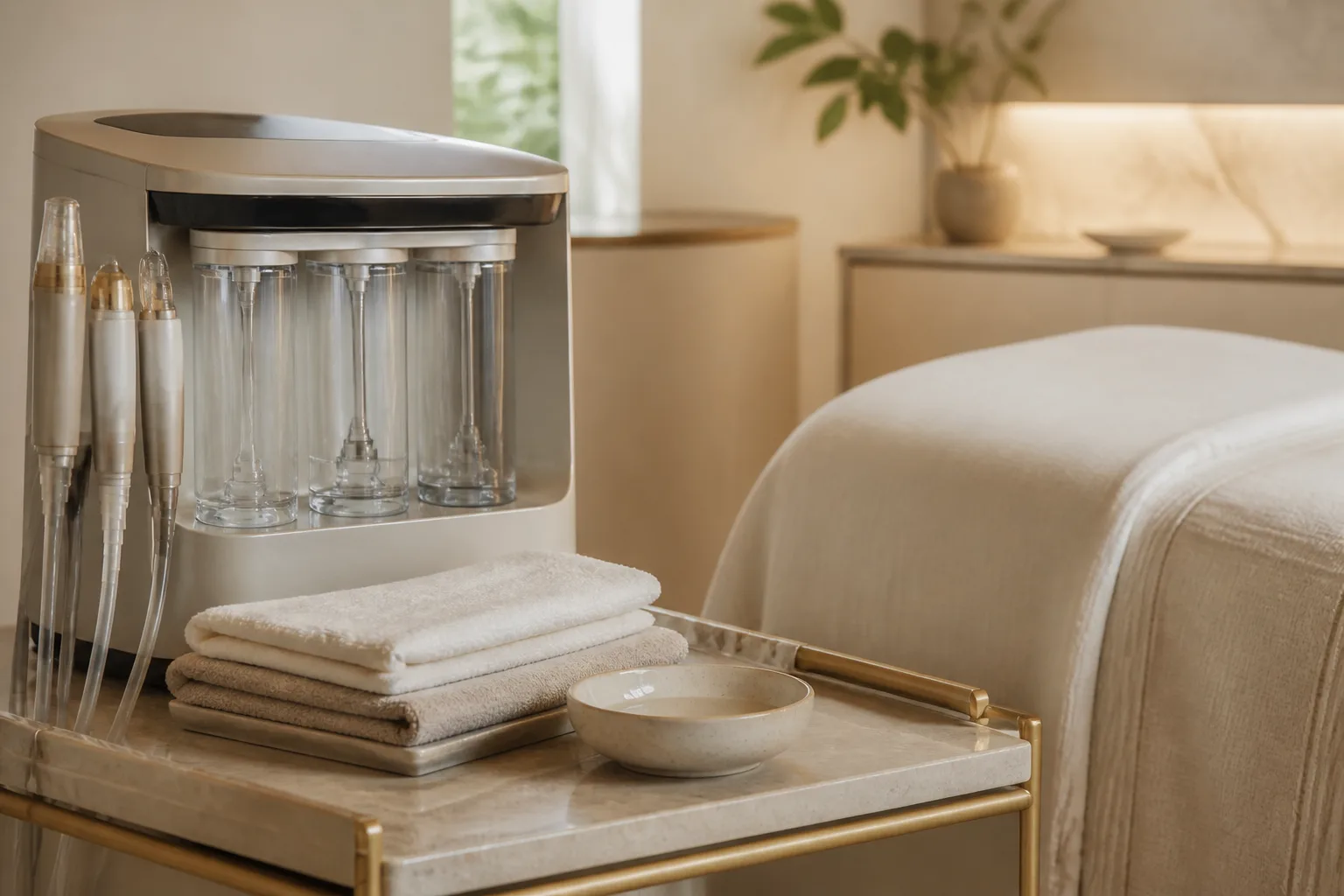 Adv hydrafacial service setting at Spa Chevy Chase