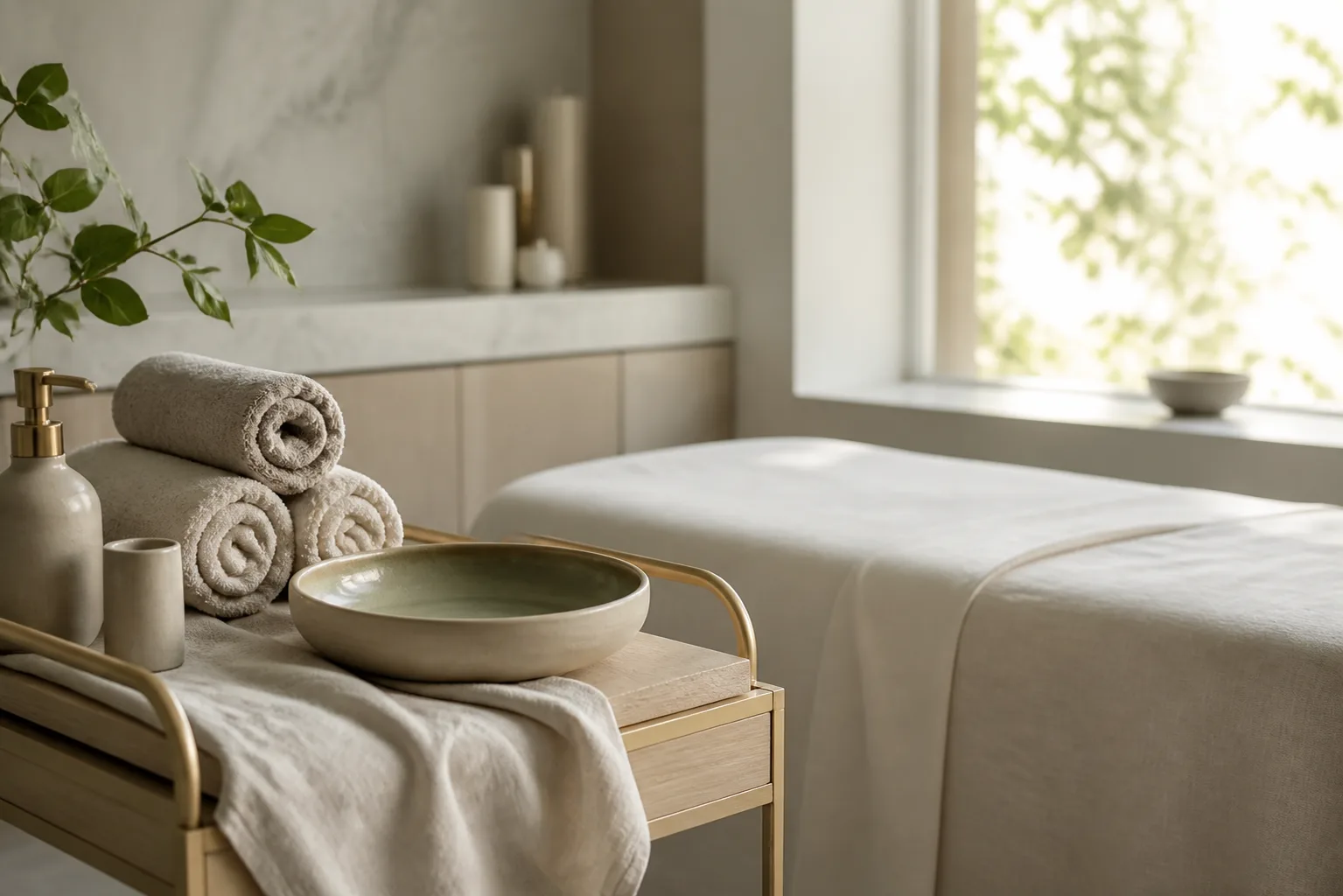 Back facial service setting at Spa Chevy Chase