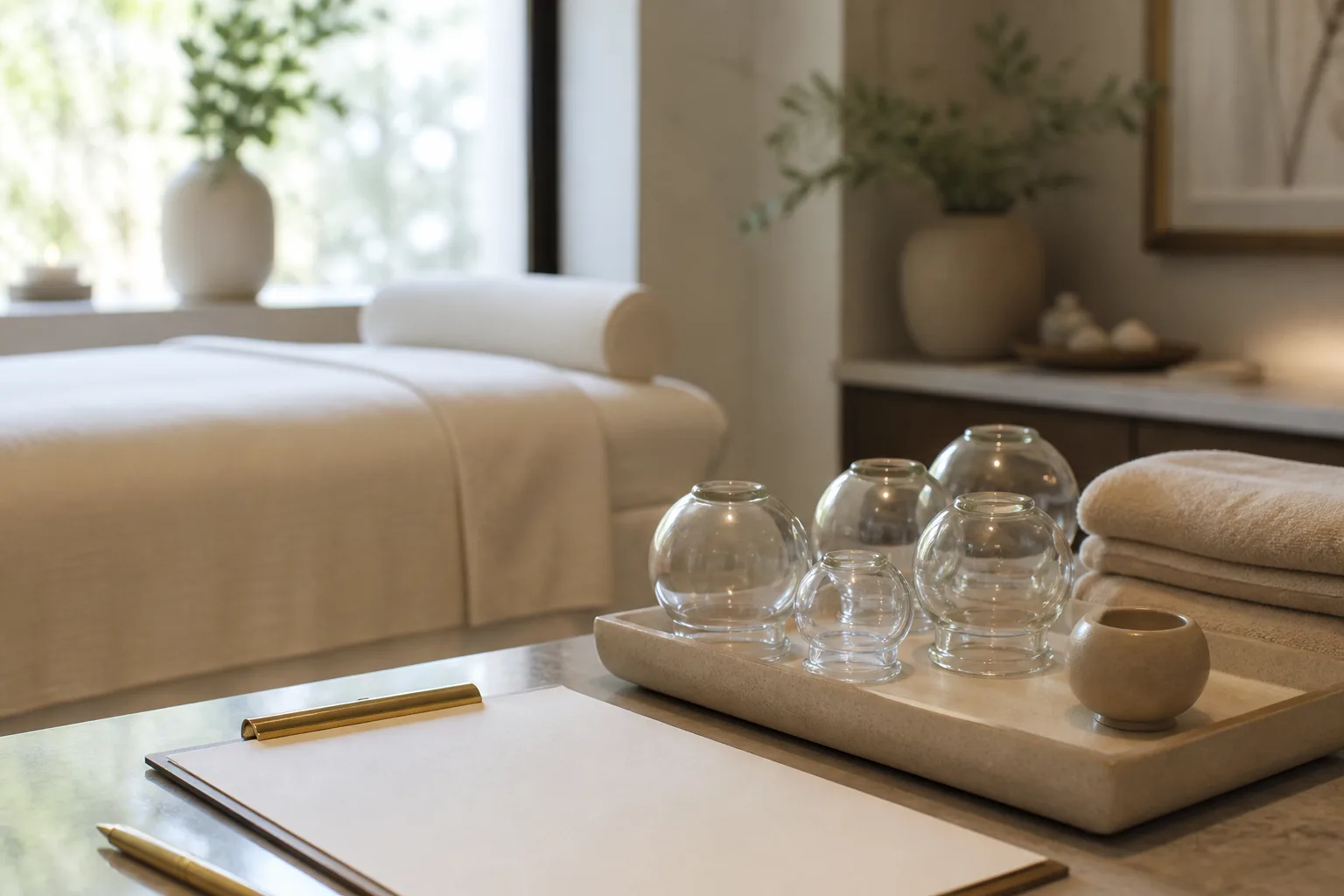 Cupping service setting at Spa Chevy Chase