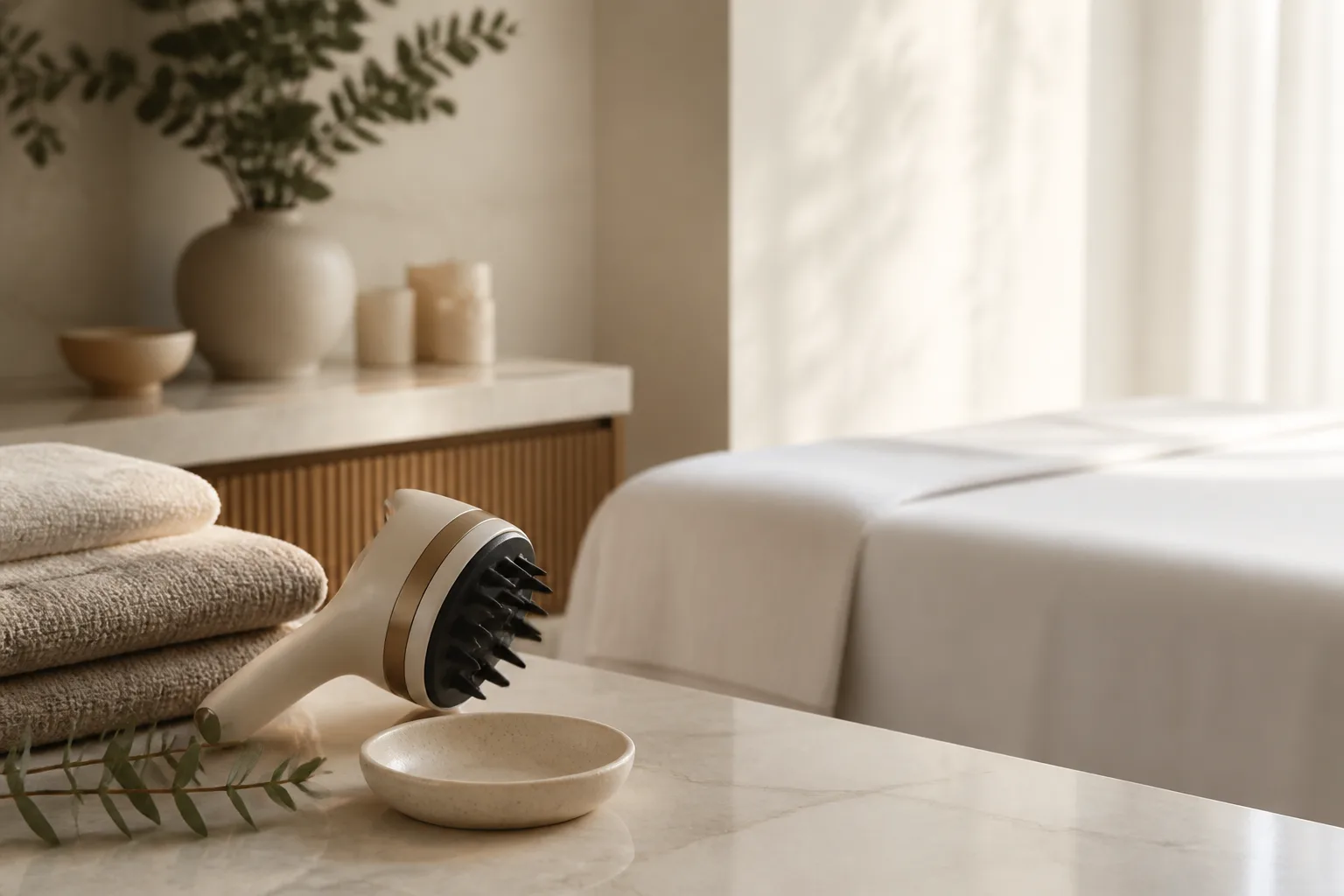 Electric scalp treatment service setting at Spa Chevy Chase