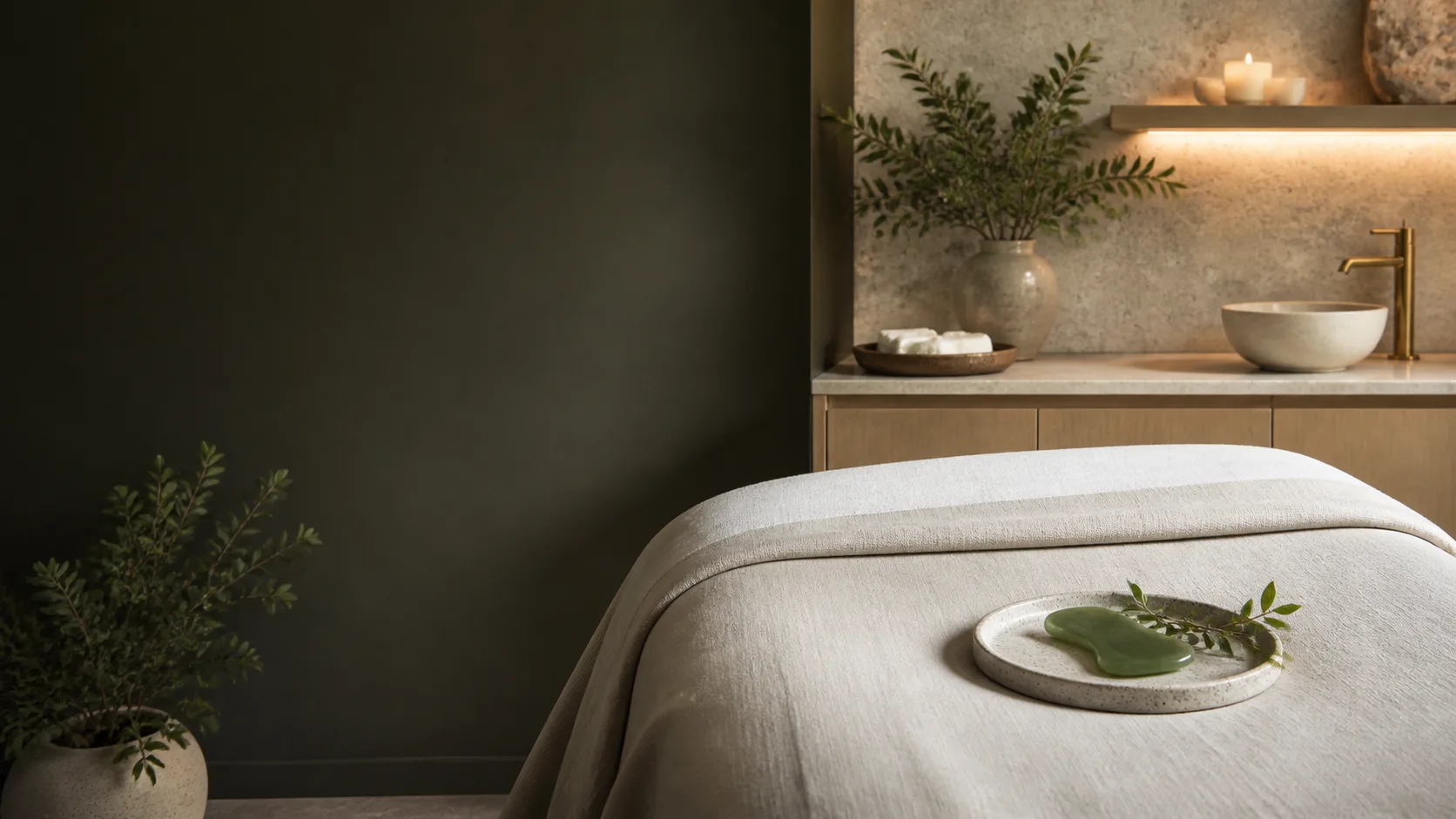 Face sculpt gusha treatment setting at Spa Chevy Chase