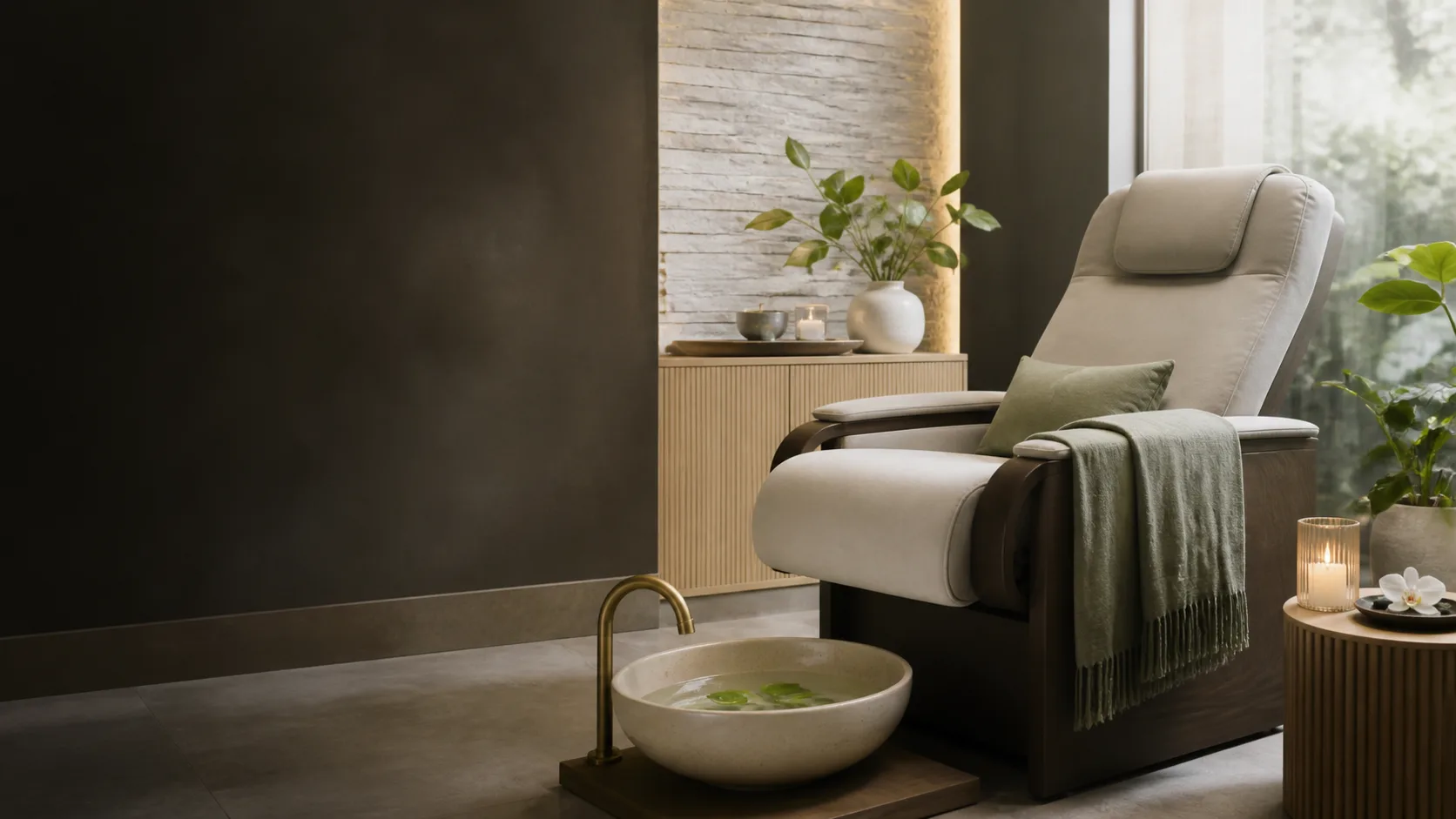 Feet massage treatment setting at Spa Chevy Chase