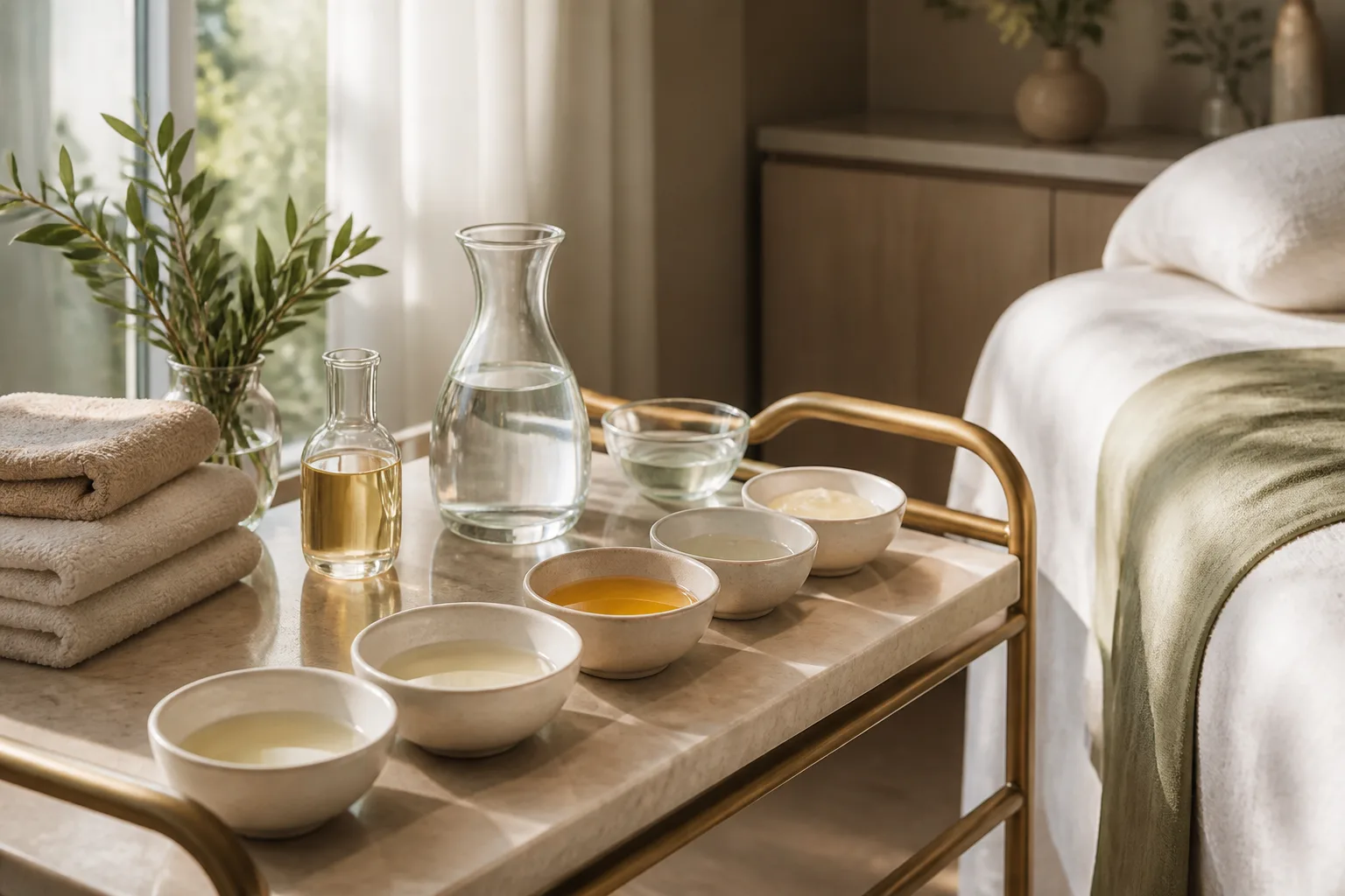 Five layers Vitamin C treatment service setting at Spa Chevy Chase