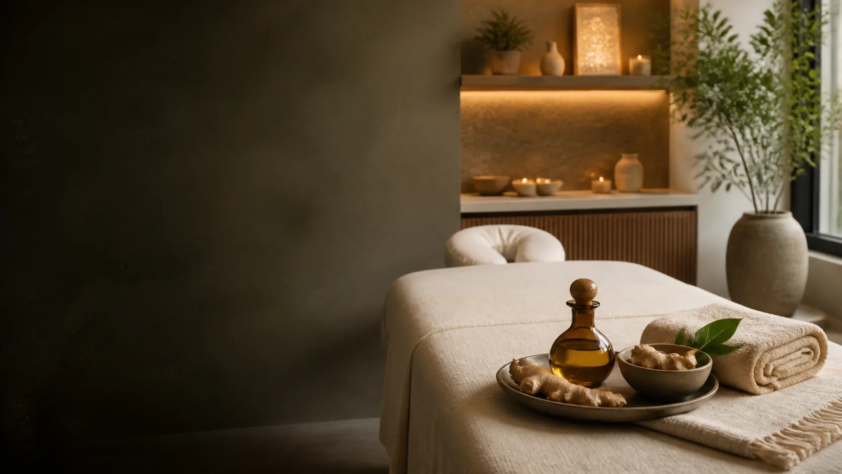 Ginger Oil treatment setting at Spa Chevy Chase