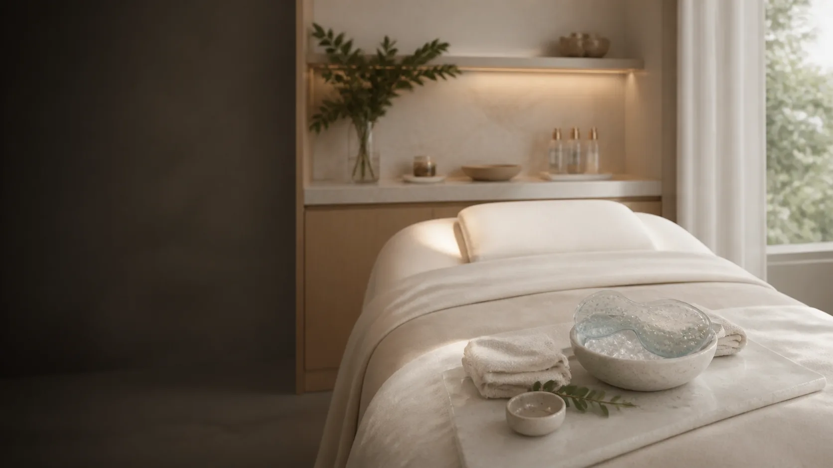 Ice Eye mask treatment setting at Spa Chevy Chase