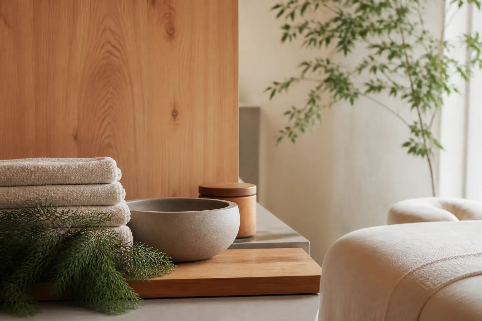 Japanese Cypress service setting at Spa Chevy Chase