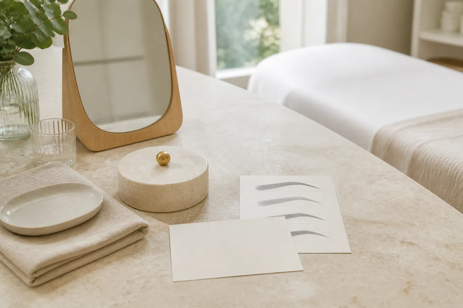 Permanent eye brow service setting at Spa Chevy Chase