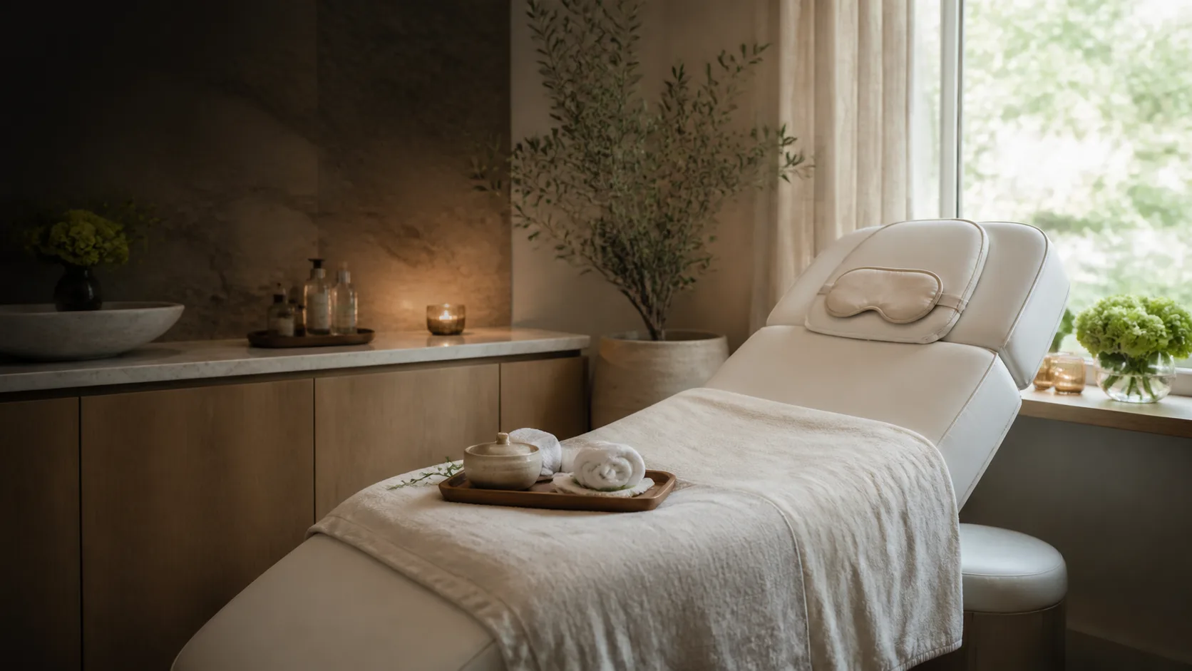 Steam Eye Mask treatment setting at Spa Chevy Chase