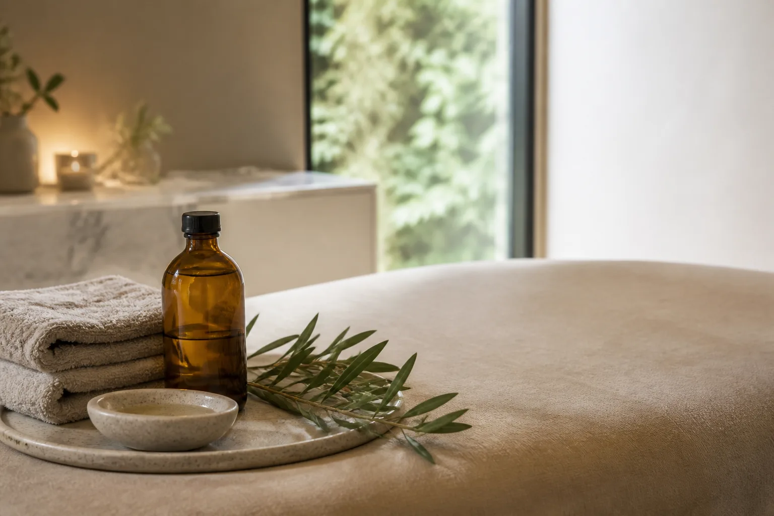 Yingyang oil service setting at Spa Chevy Chase