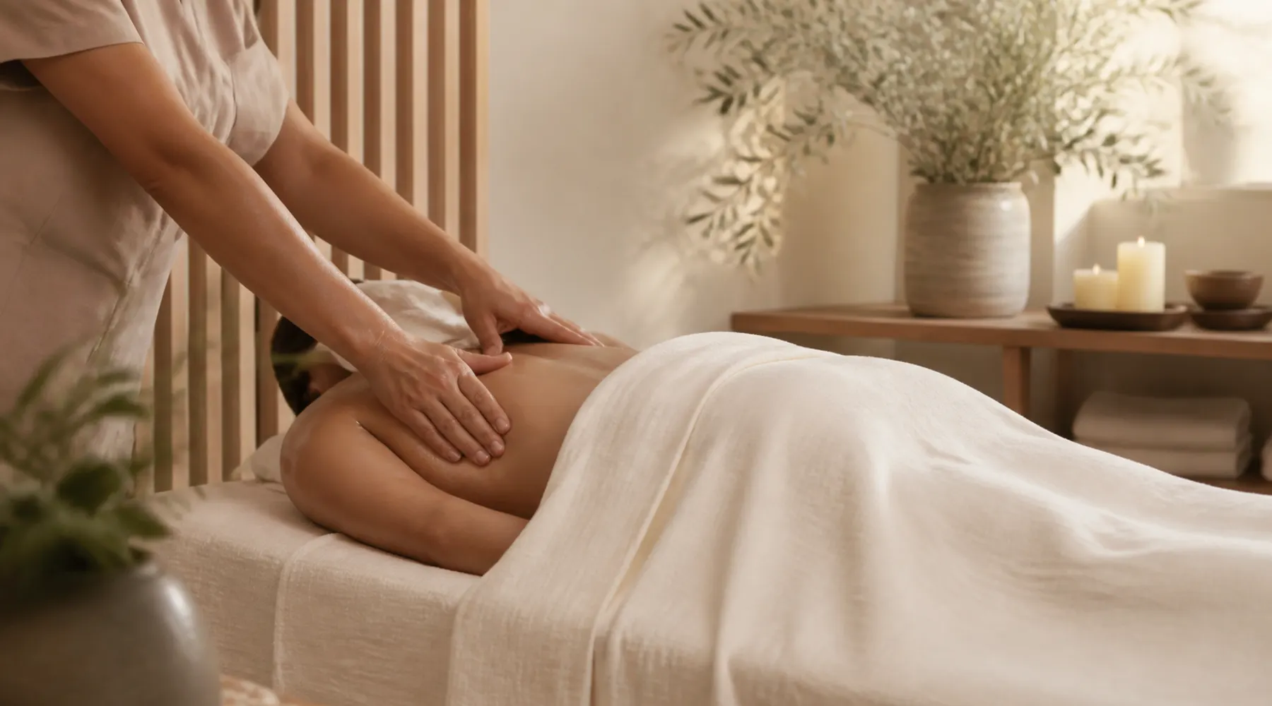Peaceful Swedish massage treatment room in Chevy Chase, Maryland
