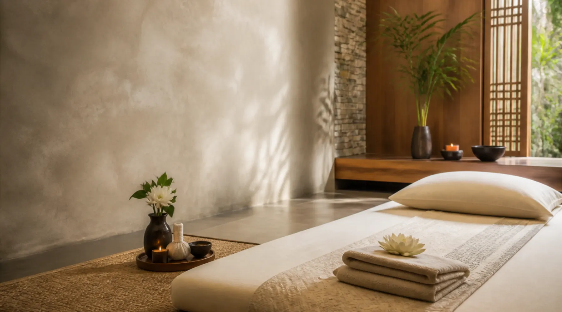 Thai massage treatment room in Chevy Chase, Maryland